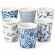 Discountershop Koffiebeker Keramiek Zonder Oor Set van 6 - 200 ml Blauw-Witte Stapelbare Kopjes voor Koffie, Cappuccino, Lungo en Thee