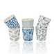 Discountershop Koffiebeker Keramiek Zonder Oor Set van 6 - 200 ml Blauw-Witte Stapelbare Kopjes voor Koffie, Cappuccino, Lungo en Thee