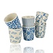 Discountershop Koffiebeker Keramiek Zonder Oor Set van 6 - 200 ml Blauw-Witte Stapelbare Kopjes voor Koffie, Cappuccino, Lungo en Thee