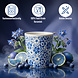Discountershop Koffiebeker Keramiek Zonder Oor - 200 ml Blauw-Witte Keramische Kopjes met Bloesem voor Koffie, Cappuccino, Lungo en Thee Discountershop Koffiebeker Keramiek Zonder Oor - 200 ml Blauw-Witte Keramische Kopjes met Bloesem voor Koffie, Cappuccino, Lungo en Thee