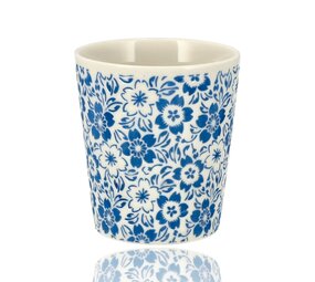 Discountershop Koffiebeker Keramiek Zonder Oor - 200 ml Blauw-Wit Bloesem Discountershop Koffiebeker Keramiek Zonder Oor - 200 ml Blauw-Wit Bloesem