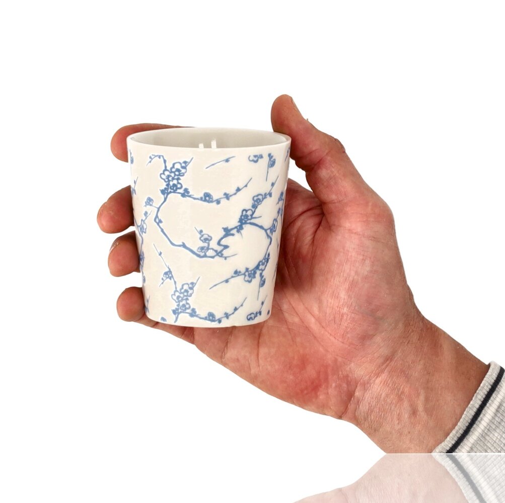 Discountershop Ceramic Coffee Cup Without Handle - 200 ml Earthenware Cup for Espresso, Cappuccino, Lungo and Tea Cherry Blossom Blue-White Discountershop Ceramic Coffee Cup Without Handle - 200 ml Earthenware Cup for Espresso, Cappuccino, Lungo and Tea Cherry Blossom Blue-White