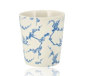 Discountershop Ceramic Coffee Cup Without Handle - 200 ml Cherry Blossom Blue-White Discountershop Ceramic Coffee Cup Without Handle - 200 ml Cherry Blossom Blue-White