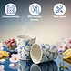 Discountershop Koffiebeker Keramiek Zonder Oor - 200 ml Aardewerk Kopje voor Espresso, Cappuccino, Lungo en Thee Kersenbloesem Blauw-Wit