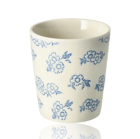 Discountershop Koffiekopjes Zonder Oor - 200 ml Keramische Bekers voor Espresso, Cappuccino, Lungo en Thee Kleine Bloemen Blauw-Wit Discountershop Koffiekopjes Zonder Oor - 200 ml Keramische Bekers voor Espresso, Cappuccino, Lungo en Thee Kleine Bloemen Blauw-Wit