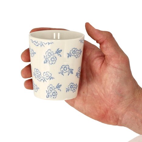Discountershop Coffee Cups Without Handle - 200 ml Ceramic Cups for Espresso, Cappuccino, Lungo and Tea Small Flowers Blue-White Discountershop Coffee Cups Without Handle - 200 ml Ceramic Cups for Espresso, Cappuccino, Lungo and Tea Small Flowers Blue-White