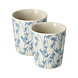 Discountershop Ceramic Coffee Cup Without Handle - 200 ml Earthenware Cup for Espresso, Cappuccino, Lungo and Tea Bamboo Blue-White Discountershop Ceramic Coffee Cup Without Handle - 200 ml Earthenware Cup for Espresso, Cappuccino, Lungo and Tea Bamboo Blue-White