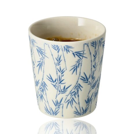 Discountershop Koffiebeker Keramiek Zonder Oor - 200 ml Aardewerk Kopje voor Espresso, Cappuccino, Lungo en Thee Bamboe Blauw-Wit Discountershop Koffiebeker Keramiek Zonder Oor - 200 ml Aardewerk Kopje voor Espresso, Cappuccino, Lungo en Thee Bamboe Blauw-Wit