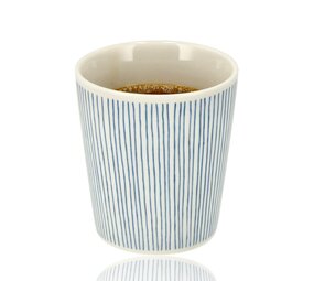 Discountershop Ceramic Coffee Cup Without Handle - 200 ml Stripes Blue-White Discountershop Ceramic Coffee Cup Without Handle - 200 ml Stripes Blue-White