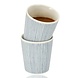 Discountershop Ceramic Coffee Cup Without Handle - 200 ml Earthenware Cup for Espresso, Cappuccino, Lungo and Tea Stripes Blue-White