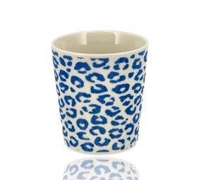 Discountershop Koffiebeker Keramiek Zonder Oor - 200 ml Luipaard Blauw-Wit Discountershop Koffiebeker Keramiek Zonder Oor - 200 ml Luipaard Blauw-Wit