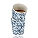 Discountershop Koffiebeker Keramiek Zonder Oor - 200 ml Aardewerk Kopje voor Espresso, Cappuccino, Lungo en Thee Luipaard Blauw-Wit