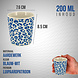 Discountershop Koffiebeker Keramiek Zonder Oor - 200 ml Aardewerk Kopje voor Espresso, Cappuccino, Lungo en Thee Luipaard Blauw-Wit