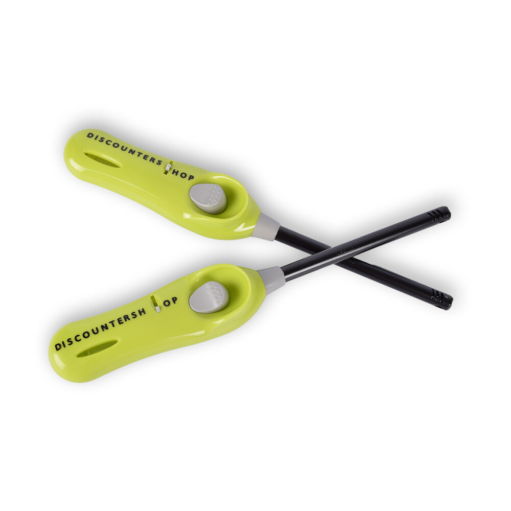 Discountershop BBQ Aansteker 26 cm met Kinderslot, Navulbaar Gasmodel voor Barbecue, Kaarsen, Fornuis en Camping Groen