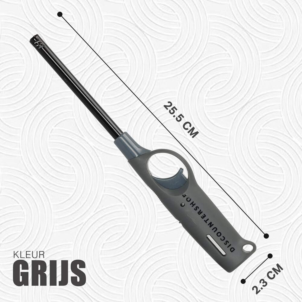Discountershop  Navulbare BBQ Aansteker 27 cm Grijs met Gasvulling voor Keuken, Fornuis, Kaarsen, Barbecue en Outdoor Gebruik