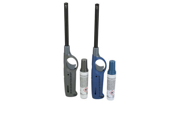 Merkloos Gasaansteker met Kinderbescherming 25.5 cm - Set van 2 Navulbare Aanstekers met Navulling voor BBQ, Kaarsen, Keuken, Horeca en Garage
