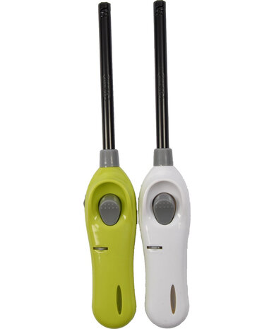 Discountershop BBQ Lighter Set 22 cm - 2 Refillable Gas Lighters in Grey and Green With Child Lock for Barbecue, Kitchen, Candles and Outdoor Use Discountershop BBQ Lighter Set 22 cm - 2 Refillable Gas Lighters in Grey and Green With Child Lock for Barbecue, Kitchen, Candles and Outdoor Use