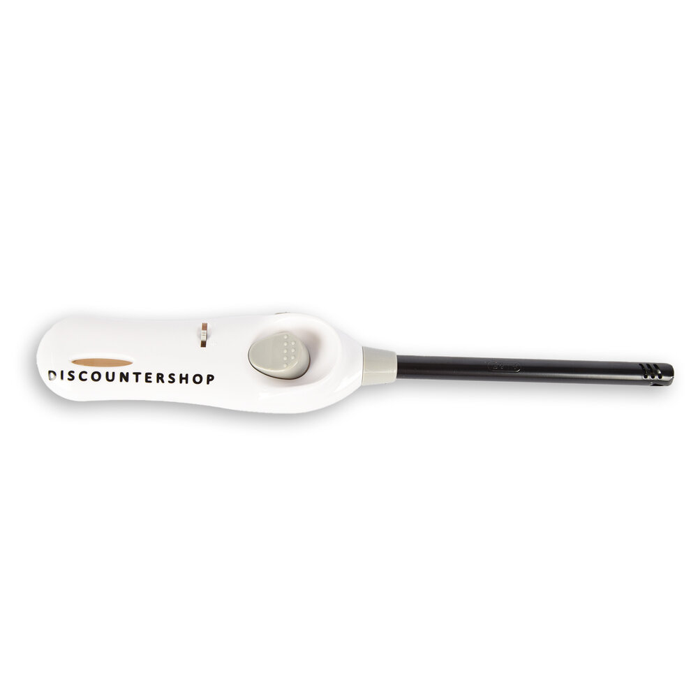 Discountershop BBQ Aansteker Set 26 cm - 2 Navulbare Gasaanstekers in Wit met Kinderslot voor Barbecue, Keuken, Kaarsen en Outdoor