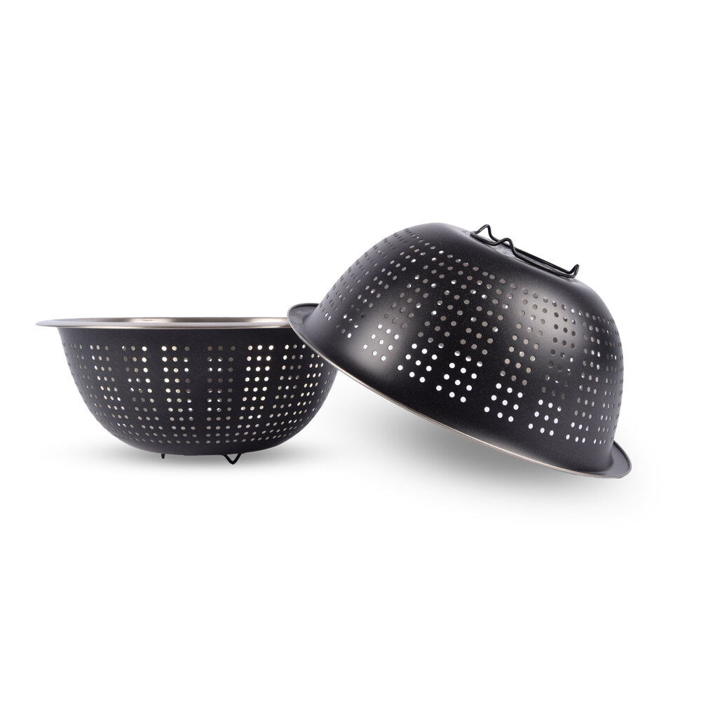 Discountershop Sterk Zwart RVS Vergiet - Dimension - 28cmx28cmx11cm - Handige Keukenaccessoires - 28 cm Diameter Discountershop Sterk Zwart RVS Vergiet - Dimension - 28cmx28cmx11cm - Handige Keukenaccessoires - 28 cm Diameter