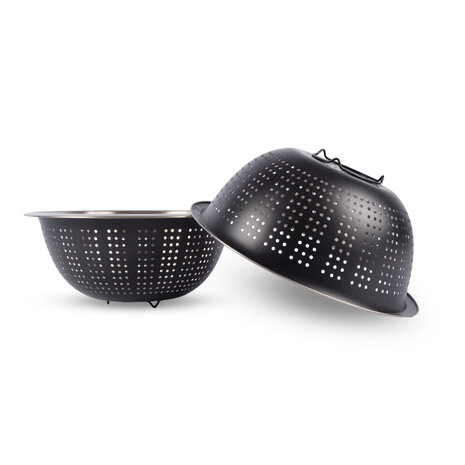 Discountershop Sterk Zwart RVS Vergiet - Dimension - 28cmx28cmx11cm - Handige Keukenaccessoires - 28 cm Diameter Discountershop Sterk Zwart RVS Vergiet - Dimension - 28cmx28cmx11cm - Handige Keukenaccessoires - 28 cm Diameter