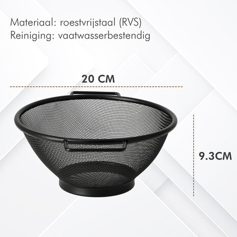 Discountershop 20 cm Black Stainless Steel Kitchen Strainer with 2 Handles – Fine-Mesh Colander for Pasta, Rice, Vegetables, Fruit, Washing and Draining Discountershop 20 cm Black Stainless Steel Kitchen Strainer with 2 Handles – Fine-Mesh Colander for Pasta, Rice, Vegetables, Fruit, Washing and Draining
