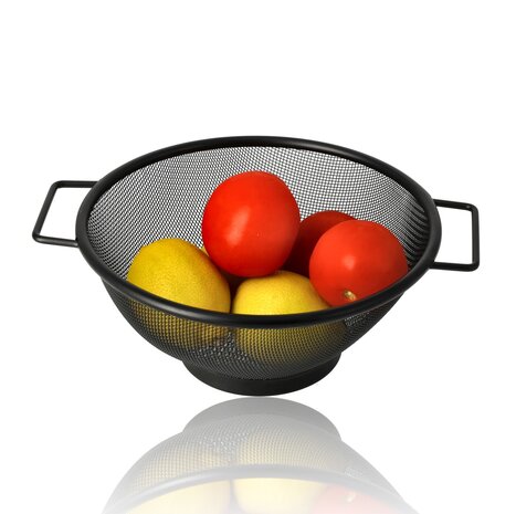 Discountershop 20 cm Black Stainless Steel Kitchen Strainer with 2 Handles – Fine-Mesh Colander for Pasta, Rice, Vegetables, Fruit, Washing and Draining Discountershop 20 cm Black Stainless Steel Kitchen Strainer with 2 Handles – Fine-Mesh Colander for Pasta, Rice, Vegetables, Fruit, Washing and Draining