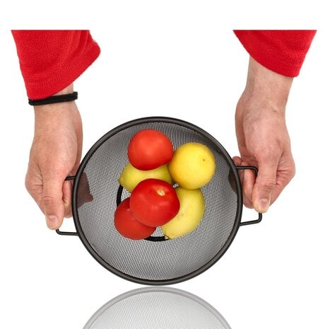 Discountershop Stainless Steel Colander Set 31 cm and 20 cm with 13 cm Sieve – 3-Piece Black Kitchen Strainer Set for Pasta, Rice, Fruit and Vegetables Discountershop Stainless Steel Colander Set 31 cm and 20 cm with 13 cm Sieve – 3-Piece Black Kitchen Strainer Set for Pasta, Rice, Fruit and Vegetables