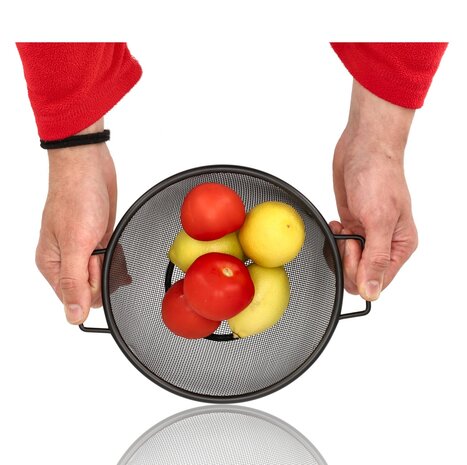 Discountershop Vergiet Set RVS 31 cm en 20 cm met Zeef 13 cm – 3-delige zwarte keukenzeef set voor pasta, rijst, groente, fruit en bakken Discountershop Vergiet Set RVS 31 cm en 20 cm met Zeef 13 cm – 3-delige zwarte keukenzeef set voor pasta, rijst, groente, fruit en bakken