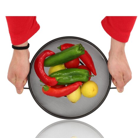 Discountershop Stainless Steel Colander Set 31 cm and 20 cm with 13 cm Sieve – 3-Piece Black Kitchen Strainer Set for Pasta, Rice, Fruit and Vegetables Discountershop Stainless Steel Colander Set 31 cm and 20 cm with 13 cm Sieve – 3-Piece Black Kitchen Strainer Set for Pasta, Rice, Fruit and Vegetables