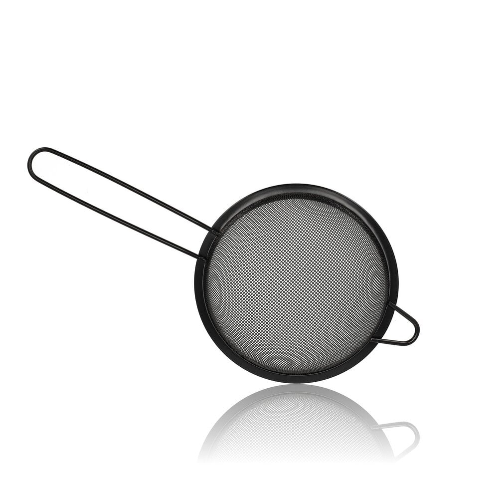Discountershop Fine-Mesh Kitchen Sieve Ø13 cm with Handle – Black Stainless Steel Strainer for Tea, Flour, Icing Sugar, Cocoa, Sauces and Stock Discountershop Fine-Mesh Kitchen Sieve Ø13 cm with Handle – Black Stainless Steel Strainer for Tea, Flour, Icing Sugar, Cocoa, Sauces and Stock