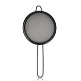 Discountershop Fine-Mesh Sieve Ø13 cm – Small Black Stainless Steel Kitchen Strainer with Handle