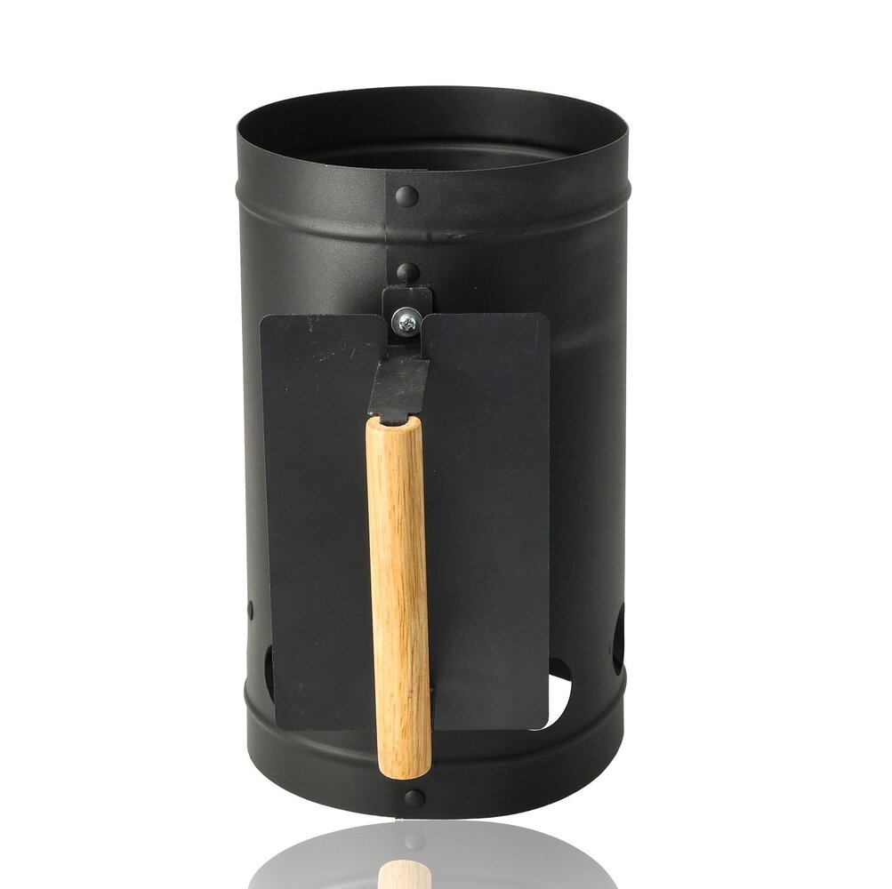 Discountershop Charcoal Chimney Starter 27.5 x 16 cm – Black Metal Briquette Starter with Wooden Handle for Charcoal, Kamado, Kettle Grill and Barbecue Discountershop Charcoal Chimney Starter 27.5 x 16 cm – Black Metal Briquette Starter with Wooden Handle for Charcoal, Kamado, Kettle Grill and Barbecue