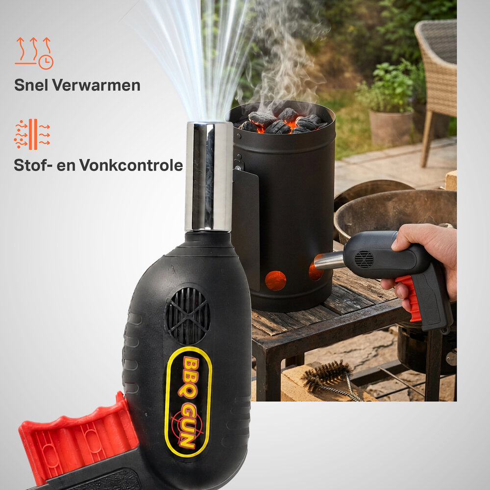 Discountershop Luchtpistool voor Houtskool 15 x 10 cm – Handmatige BBQ Blazer en Barbecue Aanmaker voor Grill, Kamado, Houtskoolbarbecue en Kampvuur