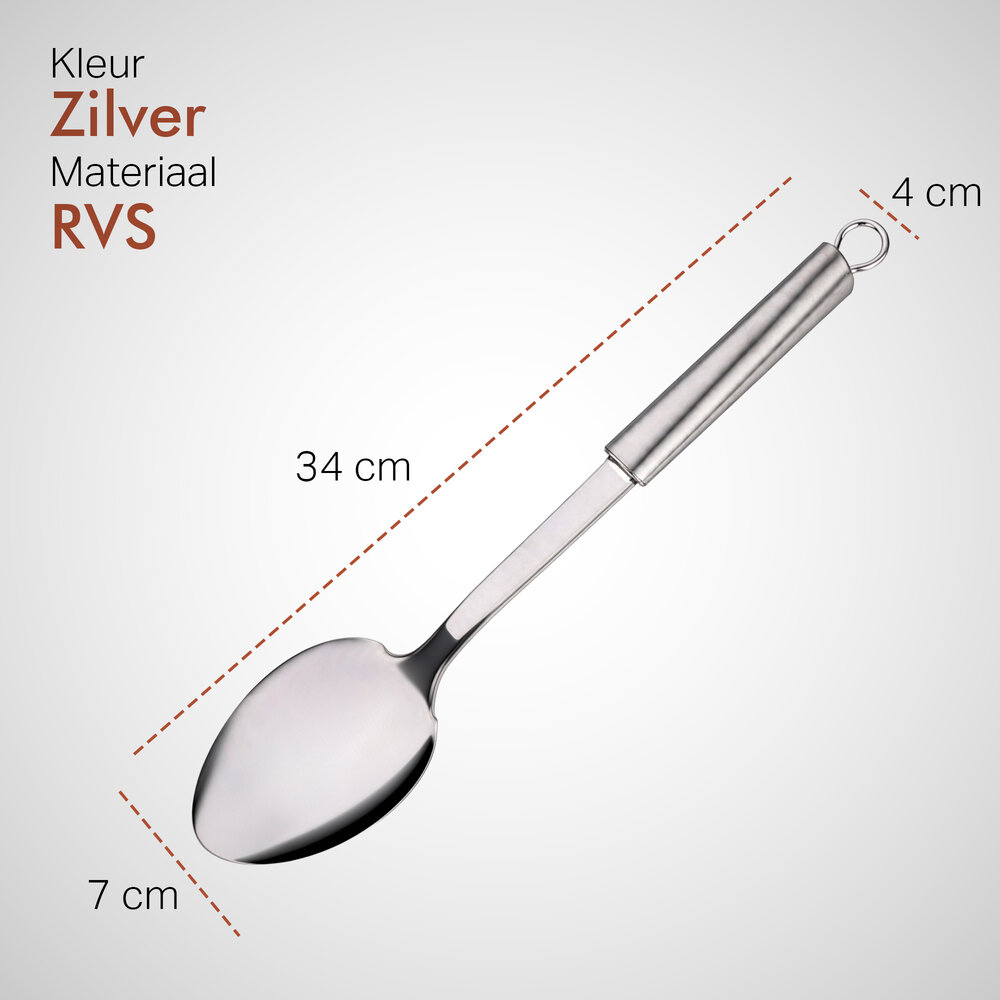 Discountershop Stainless Steel Serving Spoon 34 cm – Long Handle Kitchen Spoon with Hanging Loop Discountershop Stainless Steel Serving Spoon 34 cm – Long Handle Kitchen Spoon with Hanging Loop