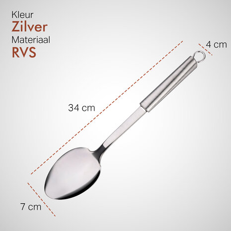 Discountershop Stainless Steel Serving Spoon 34 cm – Long Handle Kitchen Spoon with Hanging Loop Discountershop Stainless Steel Serving Spoon 34 cm – Long Handle Kitchen Spoon with Hanging Loop