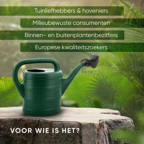 Discountershop Gieter 5 Liter met Sproeikop – Groene Kunststof Plantengieter voor Kamerplanten, Balkon, Tuin, Kas, Bloemen en Moestuin – Binnen en Buiten