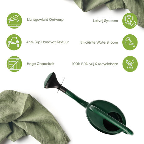 Discountershop Gieter 5 Liter met Sproeikop – Groene Kunststof Plantengieter voor Kamerplanten, Balkon, Tuin, Kas, Bloemen en Moestuin – Binnen en Buiten