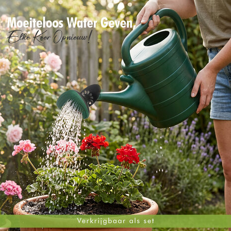 Discountershop 10 Litre Green Plastic Watering Can with Detachable Sprinkler Head for Indoor Plants, Balcony, Greenhouse, Garden and Vegetables