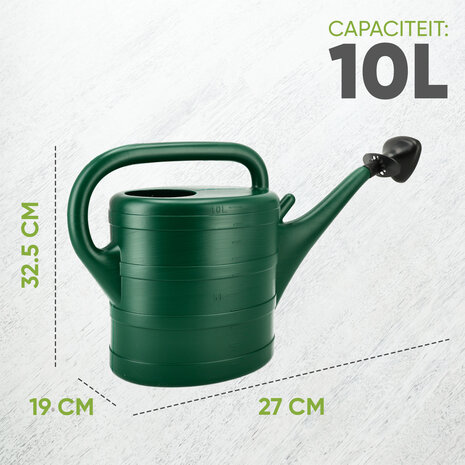 Discountershop 10 Litre Green Plastic Watering Can with Detachable Sprinkler Head for Indoor Plants, Balcony, Greenhouse, Garden and Vegetables