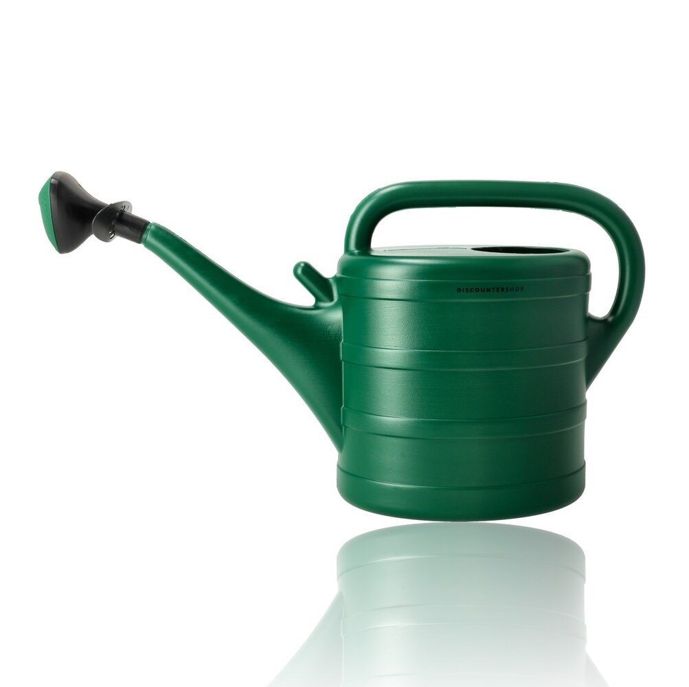 Discountershop 10 Litre Green Plastic Watering Can with Detachable Sprinkler Head for Indoor Plants, Balcony, Greenhouse, Garden and Vegetables