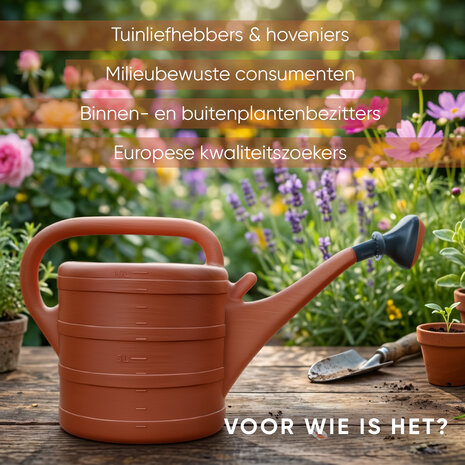 Discountershop Gieter 10 Liter met Sproeikop en Broeskop – Oranjebruine Kunststof Tuingieter voor Kamerplanten, Balkon, Tuin en Moestuin