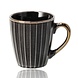 Discountershop Koffiemokken 200 ml met Oor – Keramische Koffiekopjes voor Espresso, Lungo, Cappuccino, Koffie en Thee in Zwart-Goud