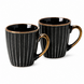 Discountershop Coffee Mugs 200ml with Handle – Ceramic Cups for Espresso, Lungo, Cappuccino, Tea, Home, Office and Hospitality in Black & Gold