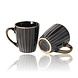 Discountershop Koffiemokken 200 ml met Oor – Keramische Koffiekopjes voor Espresso, Lungo, Cappuccino, Koffie en Thee in Zwart-Goud