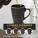Discountershop Coffee Mugs 200ml with Handle – Black and Gold Ceramic Cups with Honeycomb Pattern for Espresso, Lungo, Cappuccino, Coffee and Tea