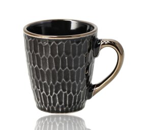 Discountershop Coffee Mugs 200ml with Handle and Honeycomb Pattern