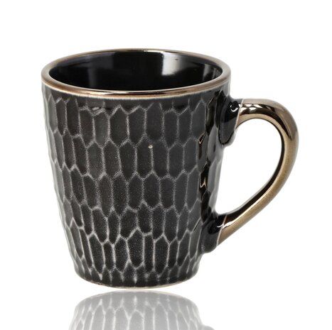 Discountershop Koffiemokken 200 ml met Oor – Keramische Koffiekopjes met Honingraatpatroon voor Espresso, Lungo, Cappuccino, Koffie en Thee