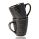 Discountershop Coffee Mugs 200ml with Handle – Black and Gold Ceramic Cups with Embossed Texture for Espresso, Lungo, Cappuccino, Tea and Hospitality