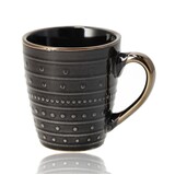 Discountershop Koffiemokken 200 ml met Oor en Reliëf – Zwart-Goud