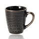 Discountershop Coffee Mugs 200ml with Handle – Black and Gold Ceramic Cups with Embossed Texture for Espresso, Lungo, Cappuccino, Tea and Hospitality
